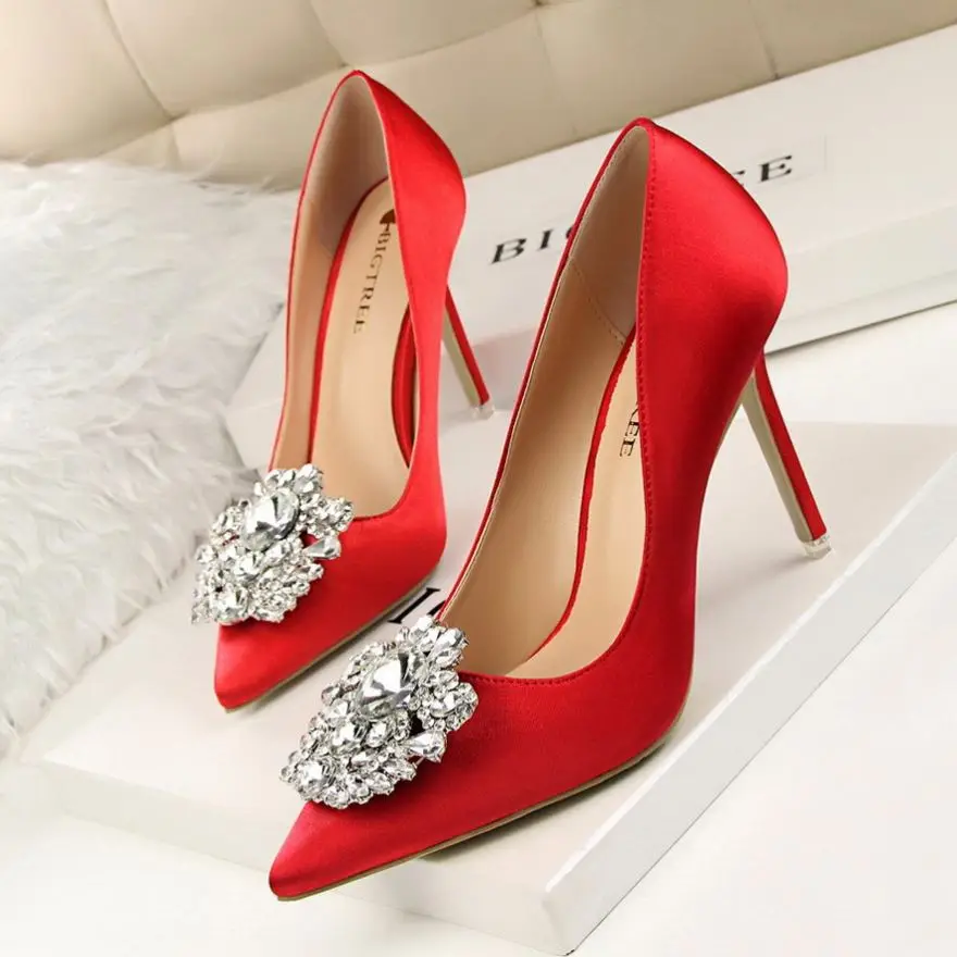 

Hot Sale High Heels Sexy Rhinestones with Pointed Toes and Thin Heels for Evening Party, Pictures shown