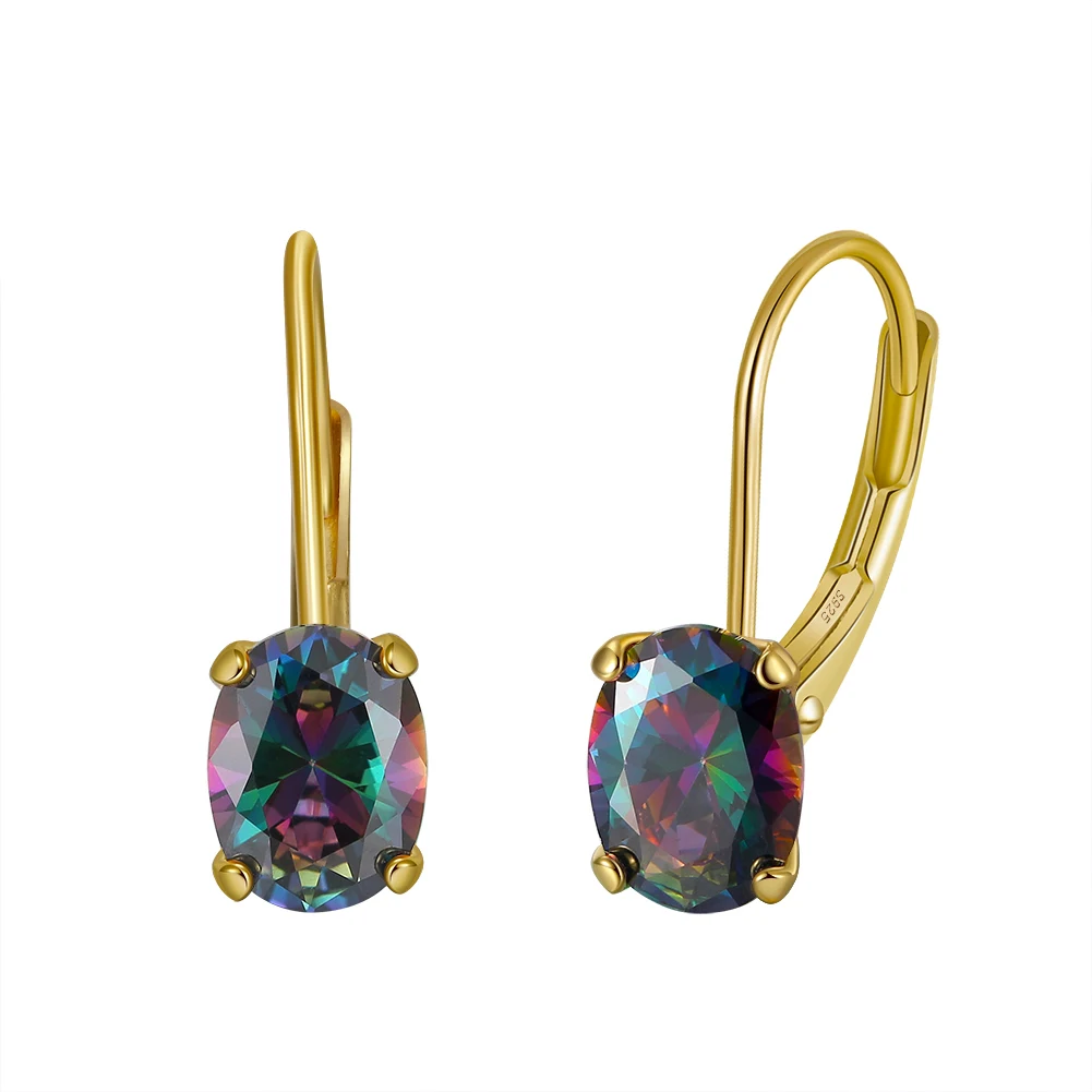 

RINNTIN APE47 Rainbow Color Cubic Zirconia 925 Sterling Silver Luxury Drop Earrings