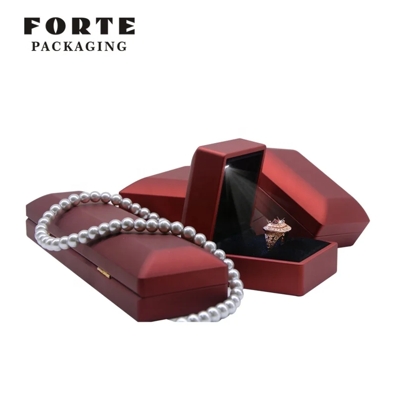 Custom Logo Wholesale Diamond Ring Box Jewelry Packaging With LED Light