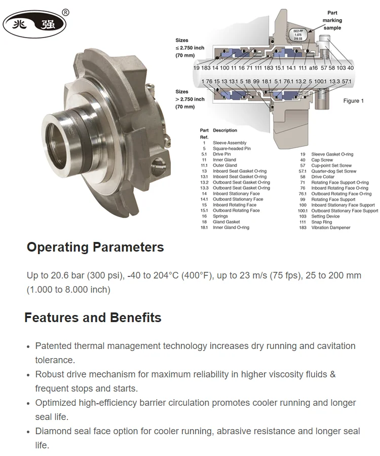 교체 Flowserve Isc2pp 듀얼 카트리지 기계식 푸셔 씰 Buy 교체 Flowserve Isc2pp,더블