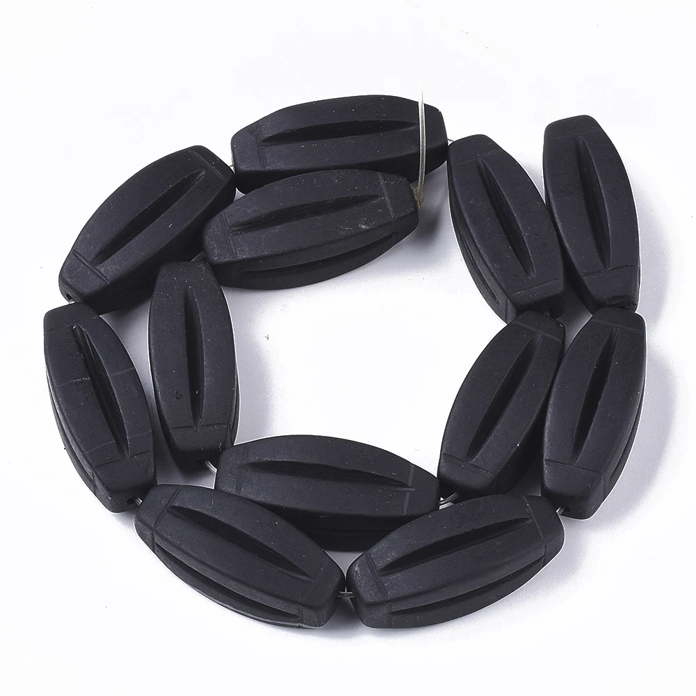 

PandaHall Wholesale Oval Natural Black Stone Gemstone Beads