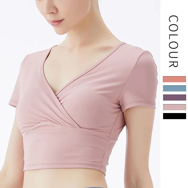 

Women Yoga Shirts Vest Ladies Girls Short Sleeves Crop Top Sports Shirts Professional Fitness Gym Workout Running Slim Top New, Light blue, light purple, army green, black gray, navy blue