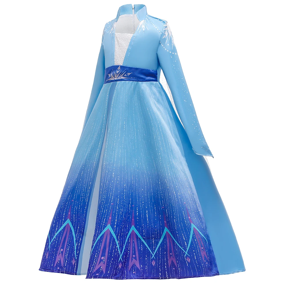 

New Fashion Kids Cosplay Long Dress Girls Elsa Frozen Princess Party Dress BX1666, Blue