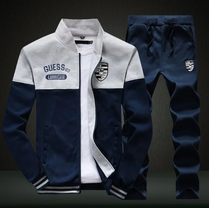

Winter Men Set Long Sleeve Zipper Sweatshirt and Pant Uniform in Stock