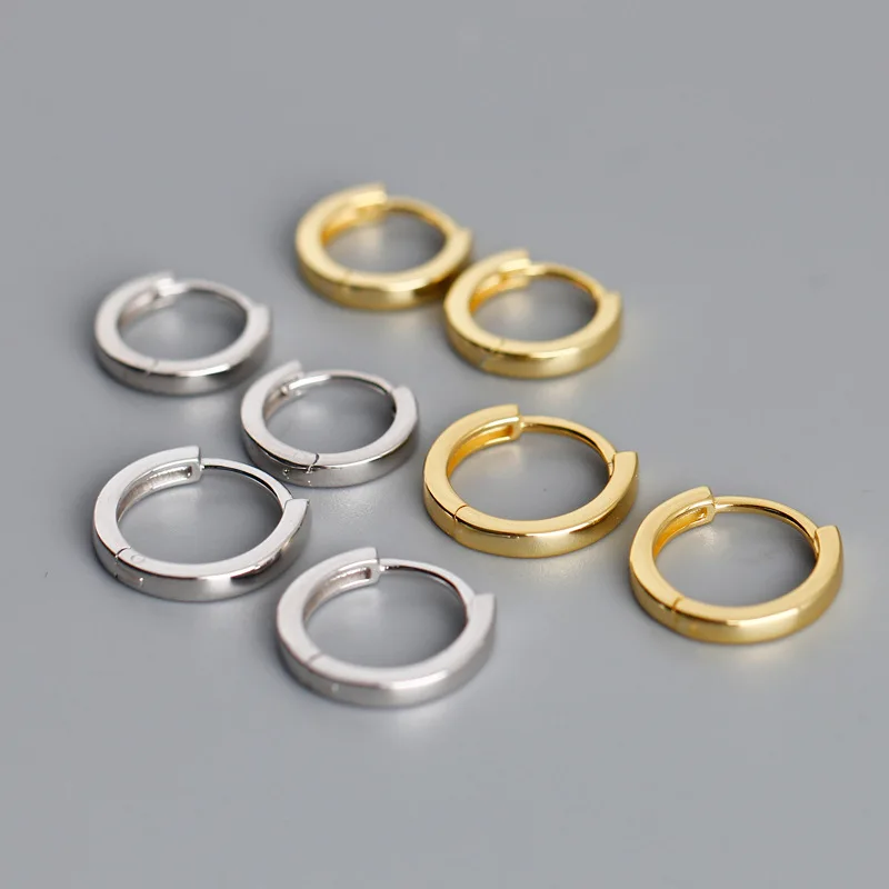 New Classic Simple Design 925 Sterling Silver Cute Hoop Huggie Earrings For Women