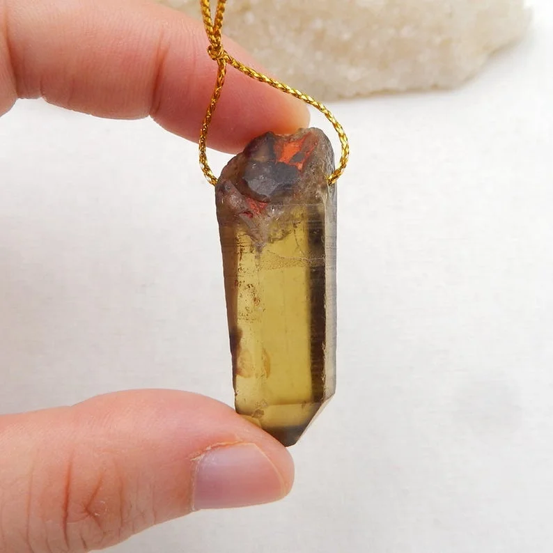 

Natural Citrine Stone Lucky Crystal Point Pendant Charms For Jewelry Making