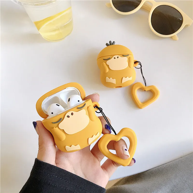 

Wholesale Cartoon Cute Duck Soft Silicone Protective Cover Wireless Earphone Silicon Case for Airpods 1 2 Pro