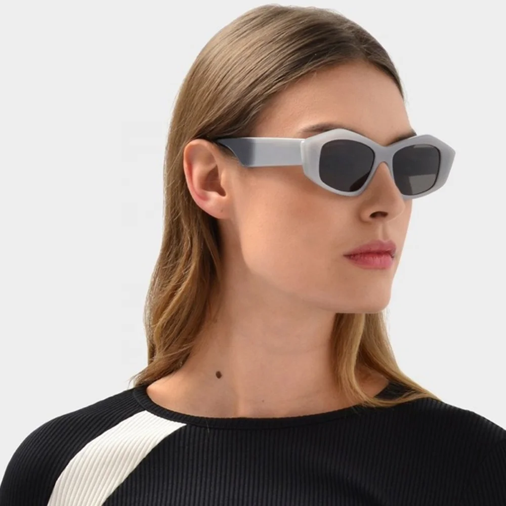 

New Rectangular small frames vintage black acetate trend cat eye lady glasses recycled ocean plastic sunglasses