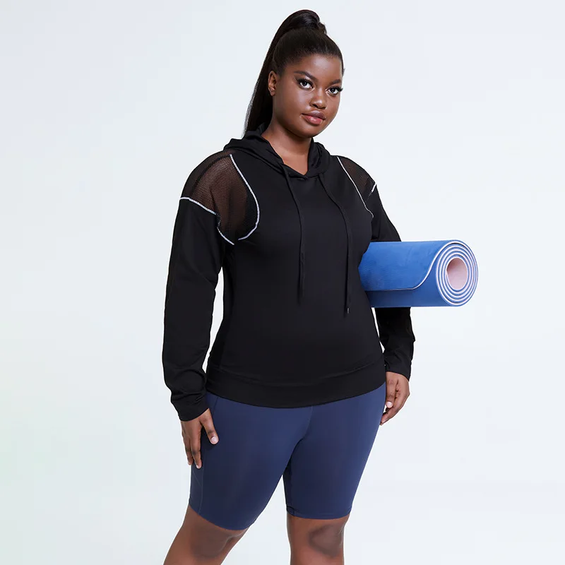 

Plus Size Women Shirts Sports Fitness Solid Color High Elastics Long Sleeve Breathable Workout Training Jogging Shirts