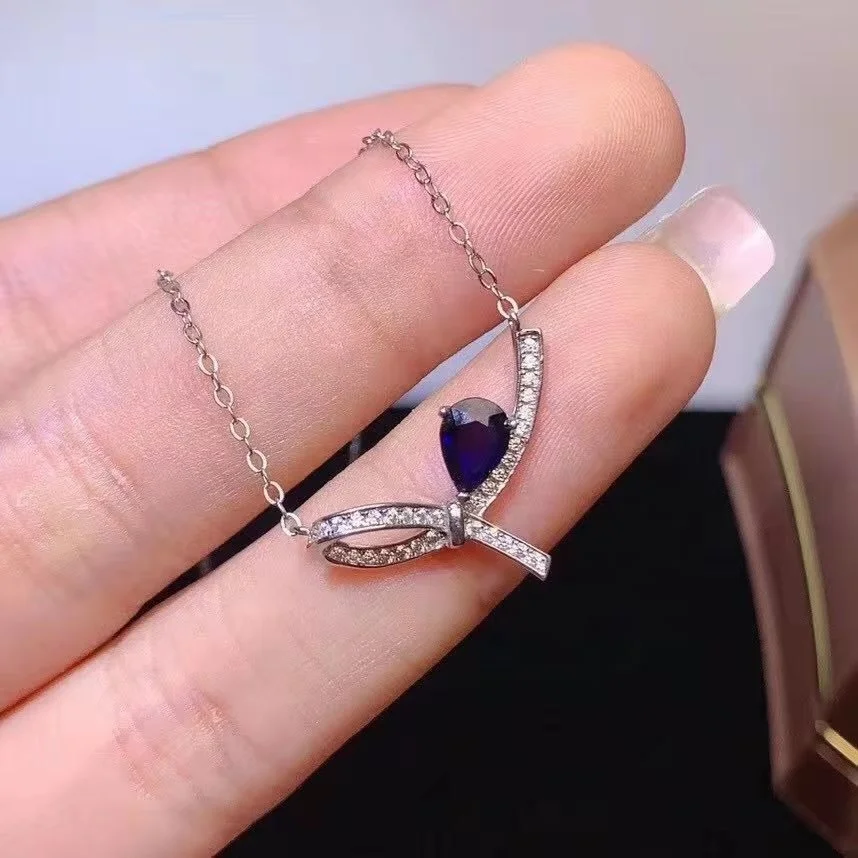

Bowknot Design Pendant Necklace for Women Elegant Purple Zircon Women's Necklace Wedding Jewelry, Picture shows