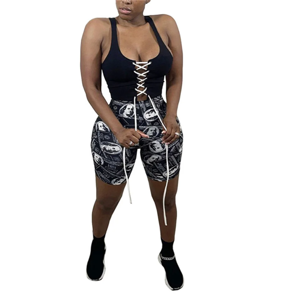 

Women Clothing Fashion Printed Athleisure Skinny 2021 Summer High Waist Cycling Active Wear Shorts