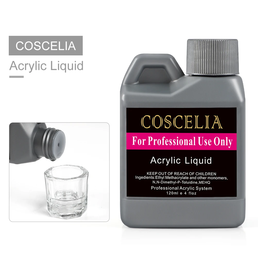 

COSCELIA 120ml monomer acrylic nail liquid for nail acrylic powder transparent acrylic liquid custom logo private label nail art, Clear