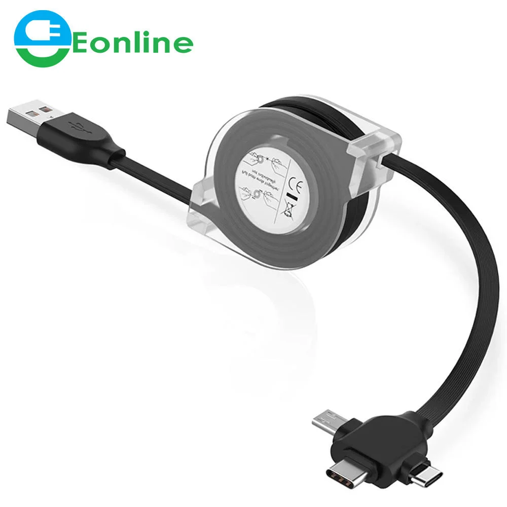 

EONLIN 1M 2M 3 In 1 USB Charge Cable for All Phone Micro USB Type C Cable Retractable Portable Powerbak Charging Cable