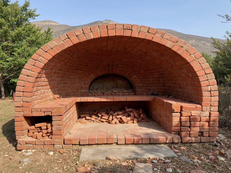 DIY pizza oven dome construction with firebricks