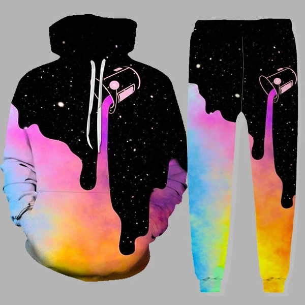 

HQC-WYTZ001 3D digital printing tracksuits set for men hoodies sweatshirts drawstring men's trousers