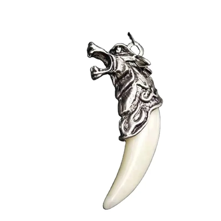 

Wholesale Alloy Wolf Head Resin Teeth Necklace Pendent Bullet Pendent Heart Mens Pendent, Photo