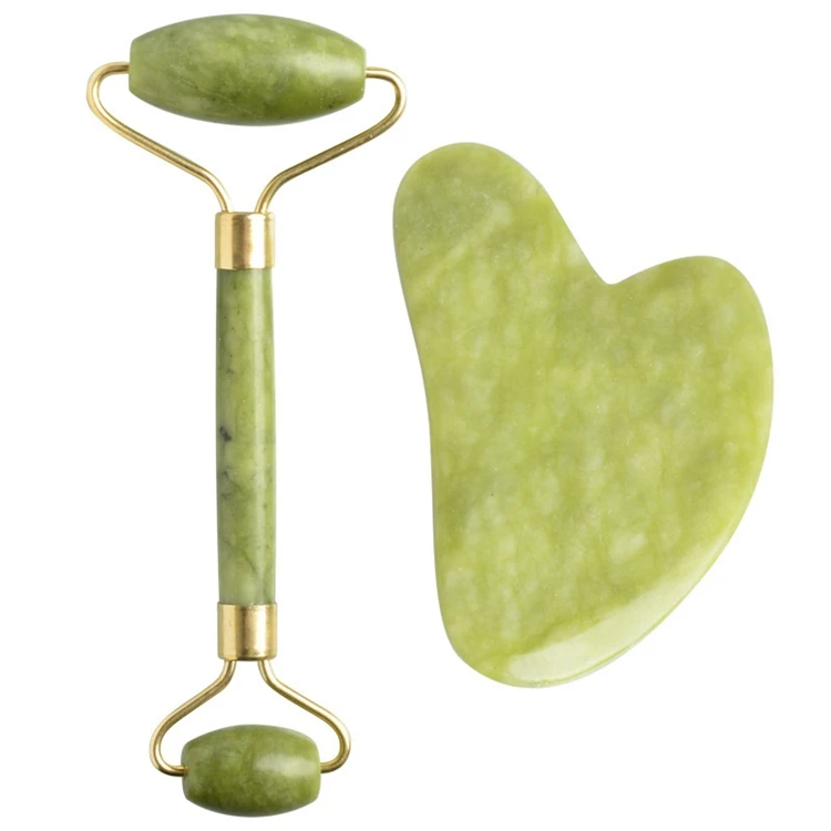 

Anti Wrinkle Jade Roller Gua Sha Set Skin Tightening Face Massage Roller Jade Stone with Gift Box