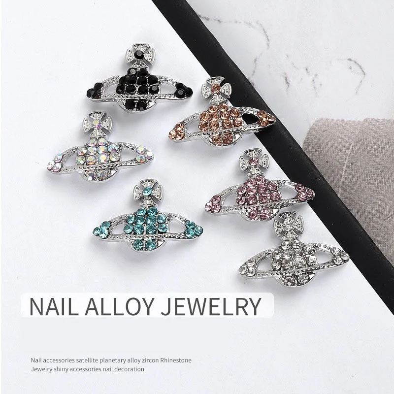 

Paso Sico Popular Planet 3D Design Colorful Rhinestones Diamond Jewelry 3D Alloy Nail Art Charms for Decoration