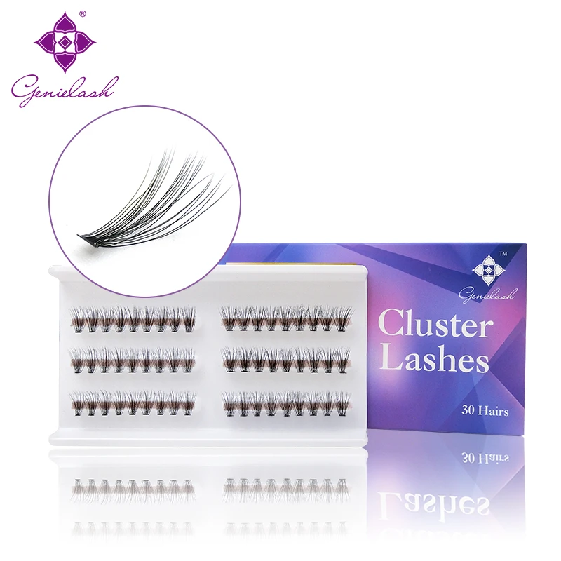 

Genielash Private Label 0.03 Thickness DIY Softer Self-grafting Cluster Lashes Eyelash Extension, Natural black