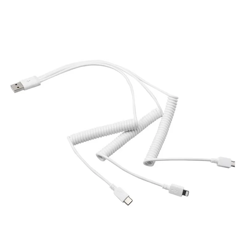 

3 in 1 spring white color cabletolink power charge multi usb power charge cable