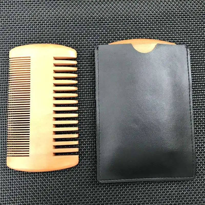 

Wholesale Custom Logo Peach Wood Double Side Vintage Portable Beard Louse Hair Comb