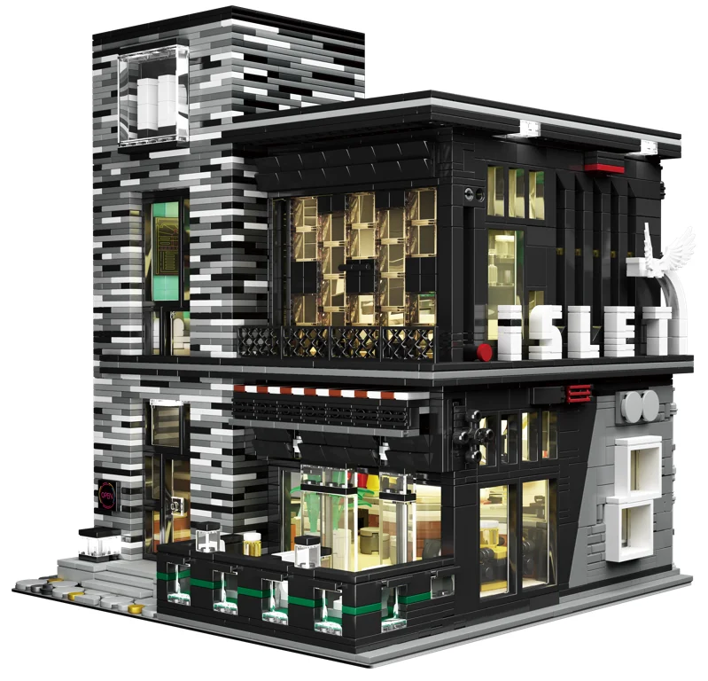 

Tiktok Novatown Mould King 16042 Street view Building Blocks MOC The PUB and Restaurant Bricks bulk-kompatible baustein-sets