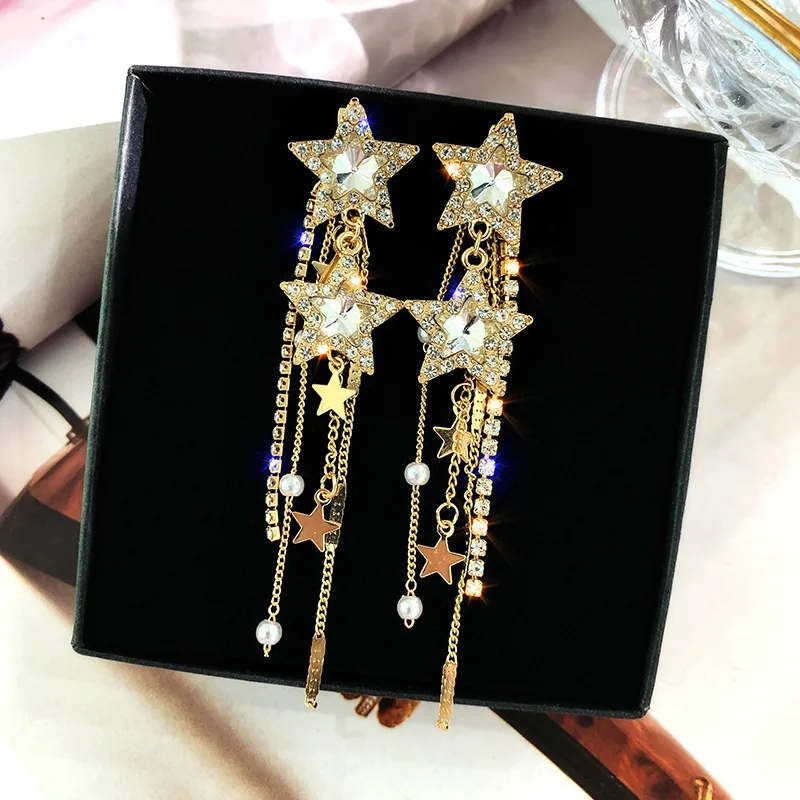 

Dvacaman Hot Sell Fashion Star Crystal Pendent Stud Earrings Jewelry Wholesale Statement For Female Elegant Stud Earrings