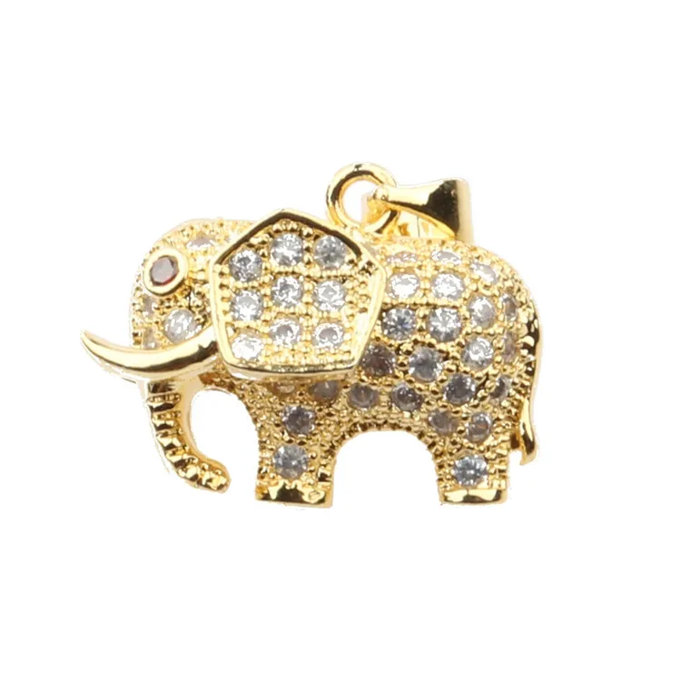 

Silver Plated Micro Pave Clear Zircon Elephant Shape Pendant Copper Diamond Elephant Charm Crystal Pendant for Jewelry Making, Gold,sliver,black,rose