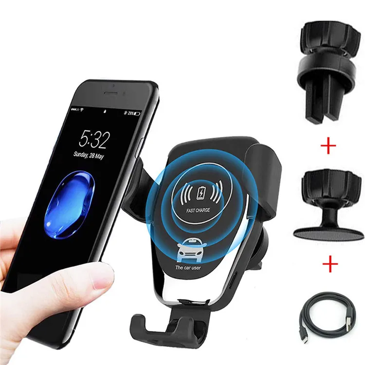 

Universal Automatic Clamping Qi Wireless Car Charger Mount 10W Fast Charging Phone Holder Smart Sensor Car Wireless Charger, Black