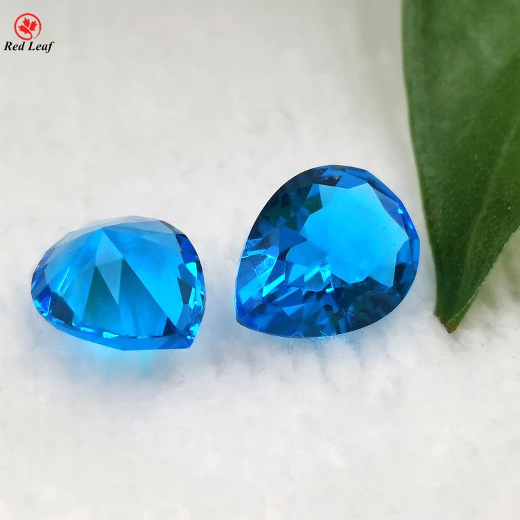 

China wholesale price Glass Stone Pear Cut Aquamarine Blue Color Glass Gems For Jewelry making