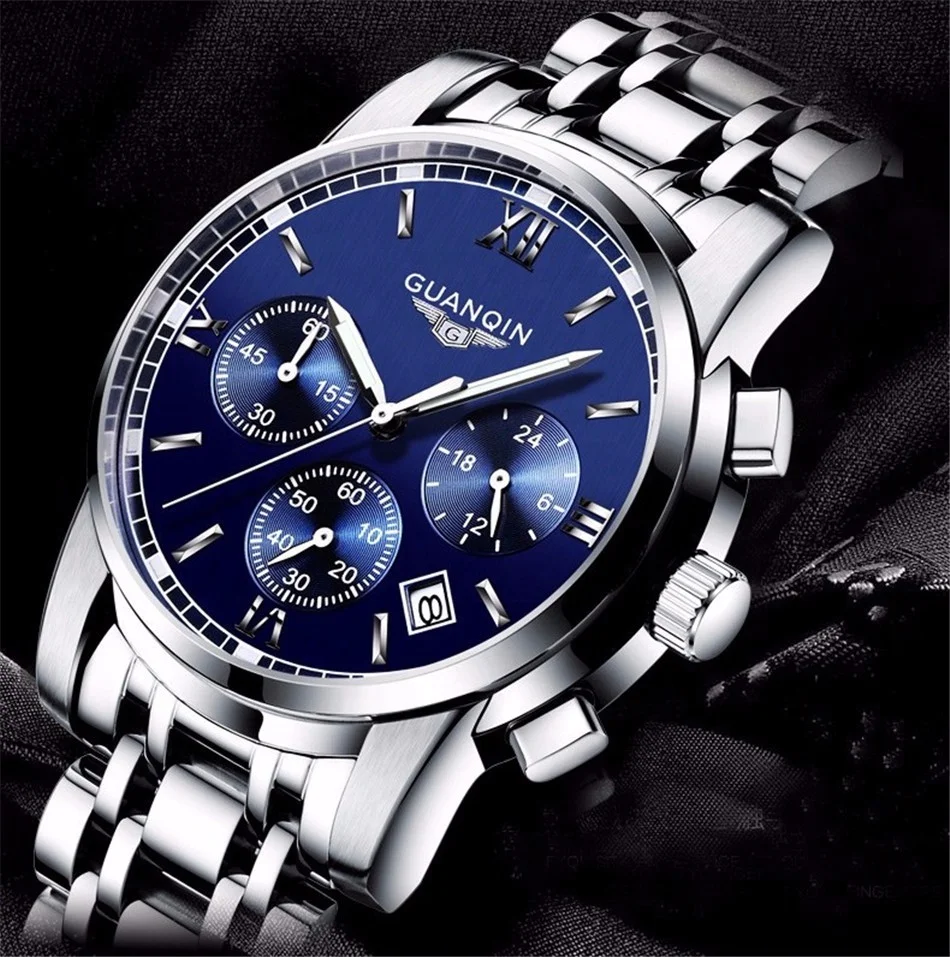 

Stainless steel Wristwatch Clocks Fashion Design Business Chronograph mens watch relojes para hombres