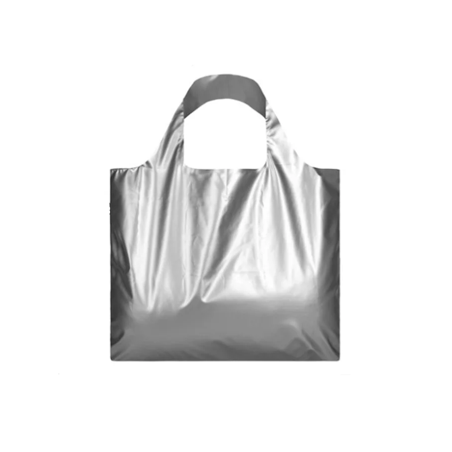 

Shopper Foldable Tote Bags Sturdy Ripstop Polyester Shopping Reusable Eco Grocery Large Washable bags in sliver