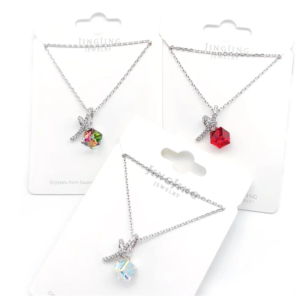 

Direct selling minimalist style colorful cube crystal charm vendor long necklace pendant