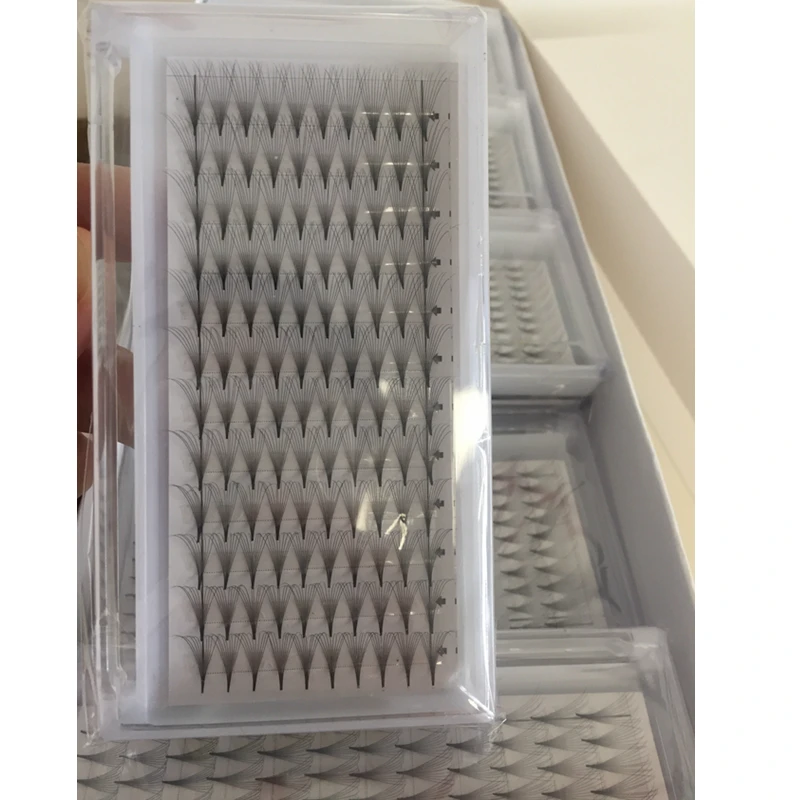 

long stem pointy base premade fans big tray premade thin base eyelashes 14d 10d premade fans short stem, Natural black