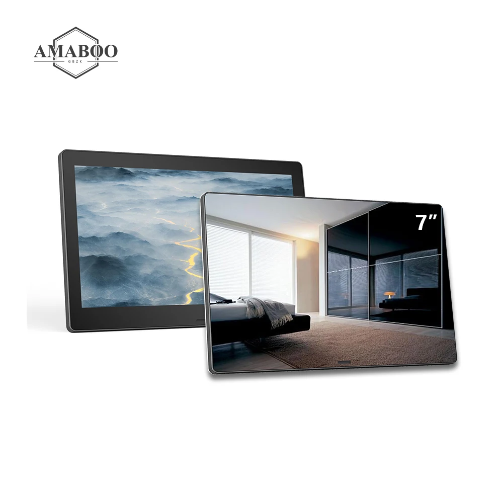 

7 inch led display smart Frame remote control digital photo frame picture frame, Black white customized