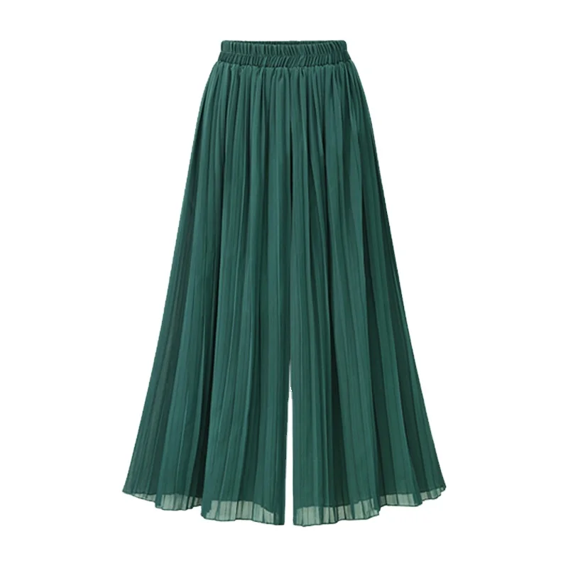 

Women summer pleated chiffon pants high waist loose casual wide leg pants, As picture