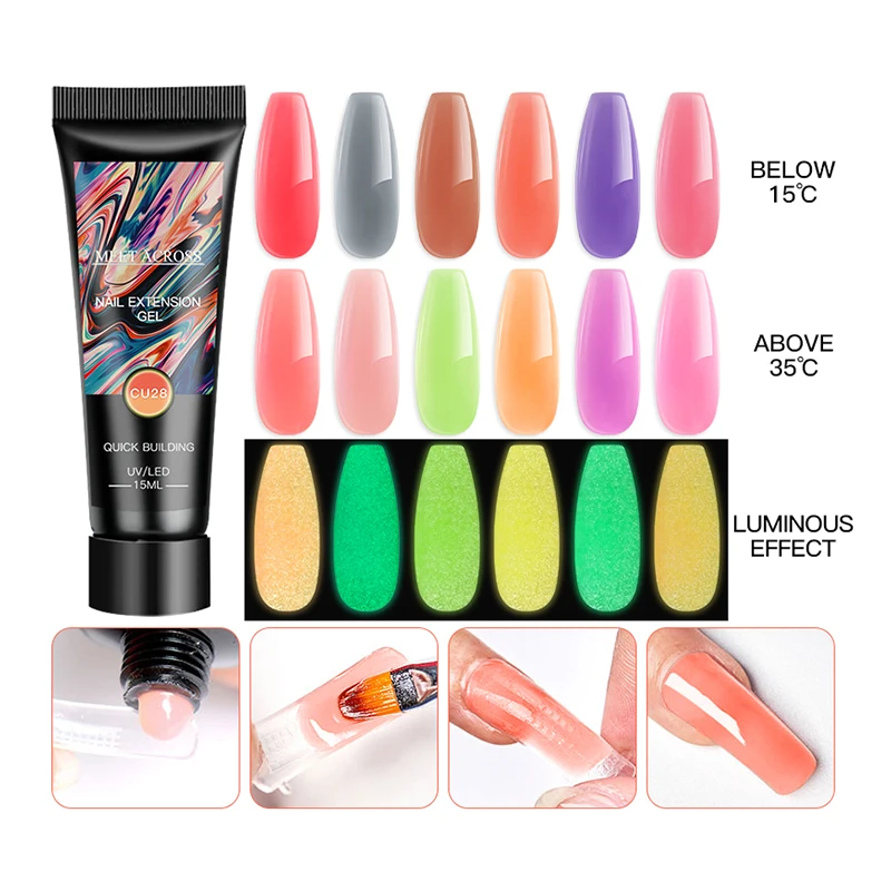 

Temperature Color Change Thermal Colour Glow In The Dark Luminous 15 Ml Poly Gel Heat Changing