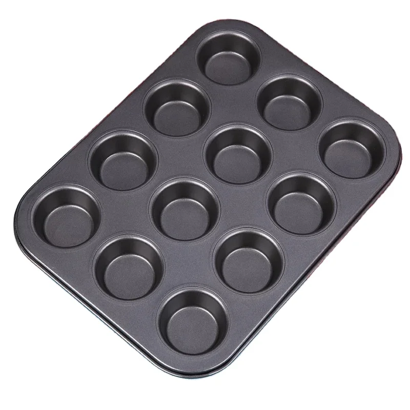 

Nonstick Carbon Steel Muffin and cupcake Pan with 12 cups for baking, Black or customized