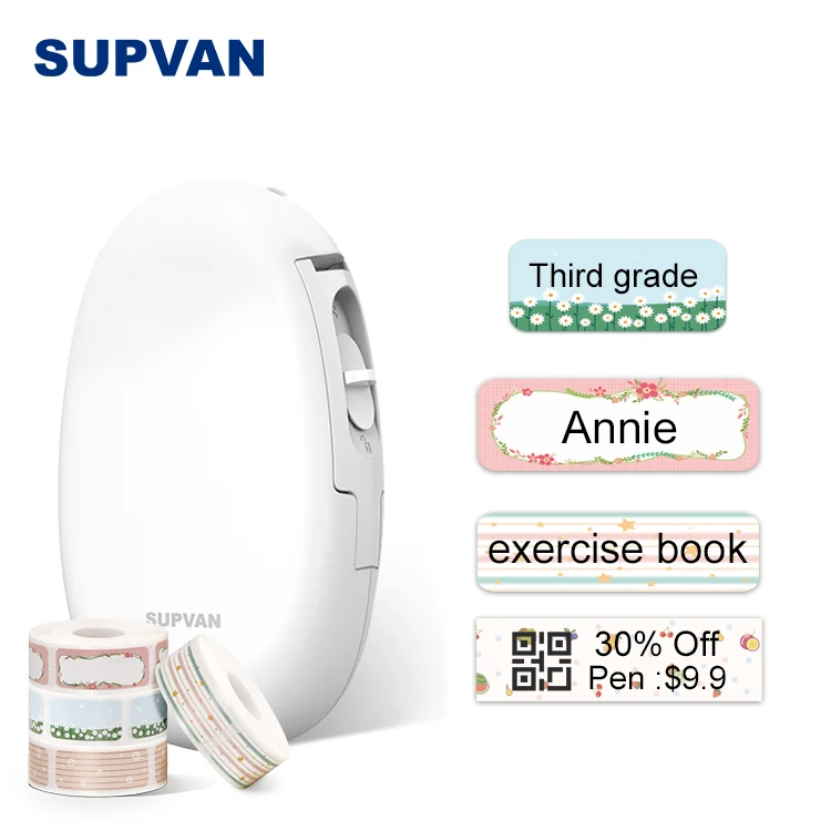 

Hot Selling Supvan Mobile Label Mini Printer For Cell Phone, White pink green