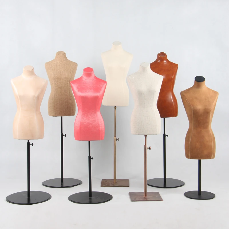 

fashion cotton covered small bust mannequin jewelry display mini mannequin for Mini wedding dress design, Linen fabric, velvet, vintage fabric etc