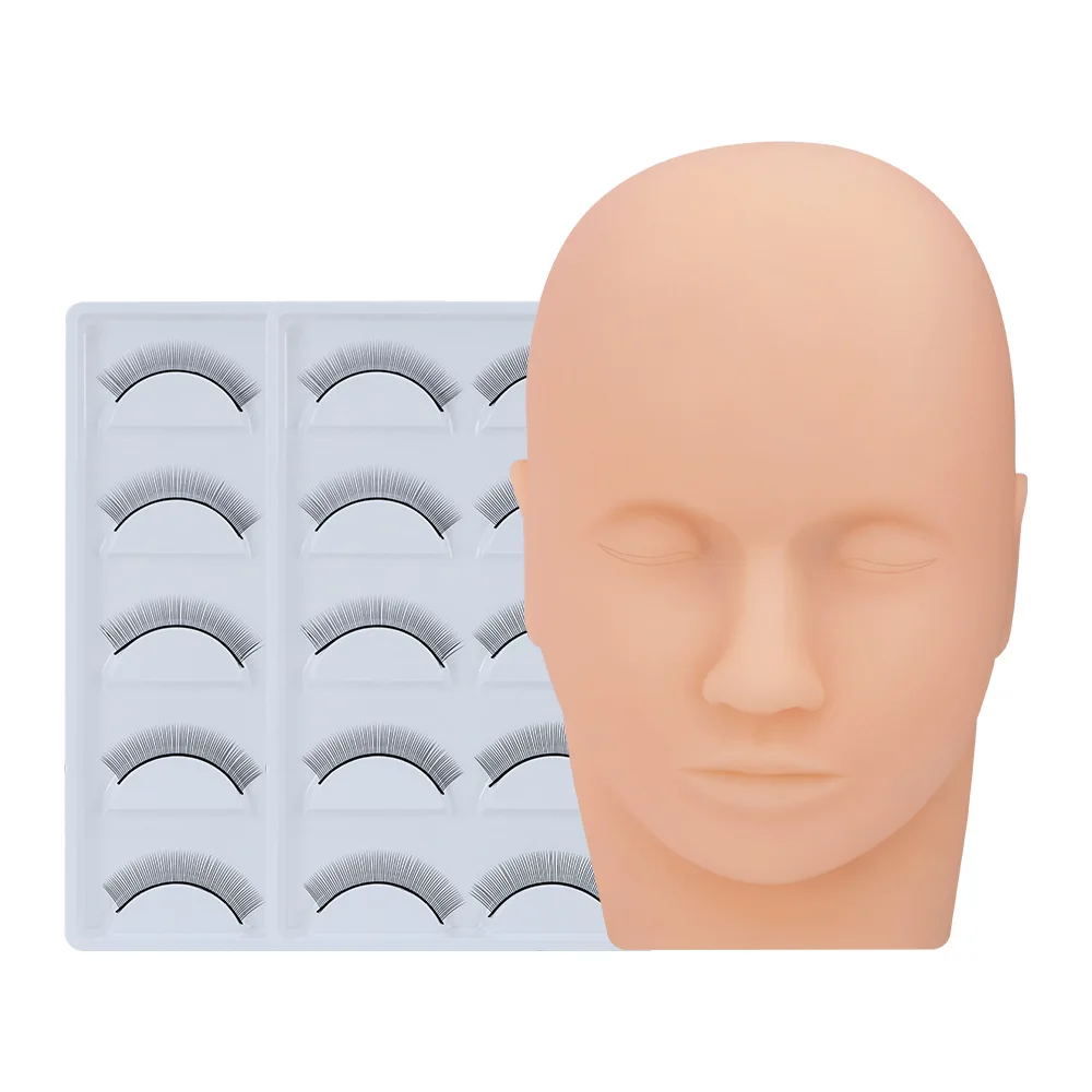 

Eye Facial Make-up Practice Training Lashes for Eyelash Extensions Mannequin Head Flat with Practice Lashes, Black