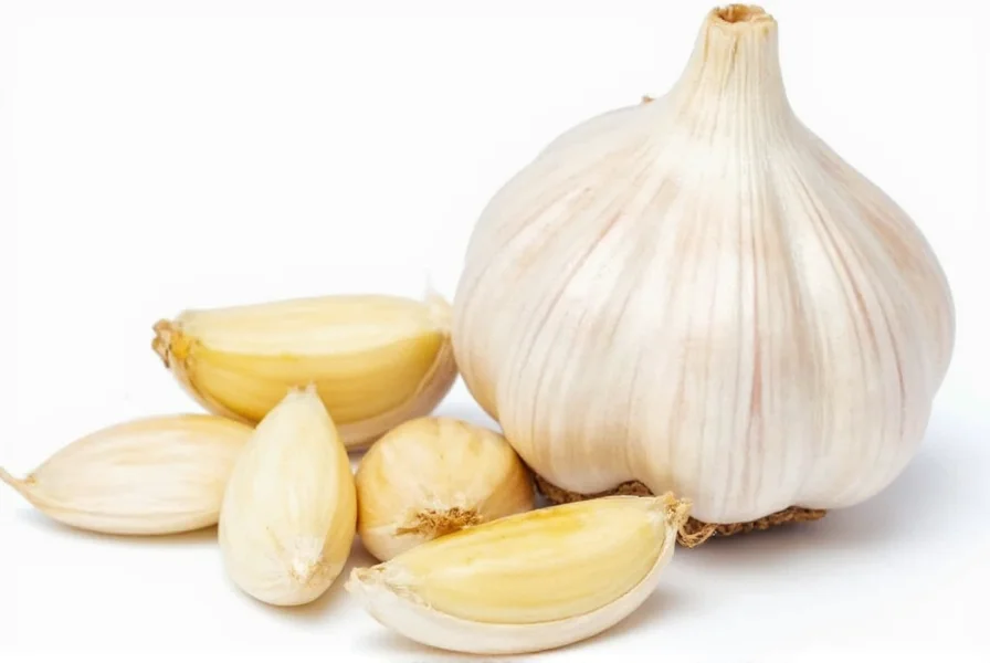 Comparison of raw and cooked garlic showing visual differences