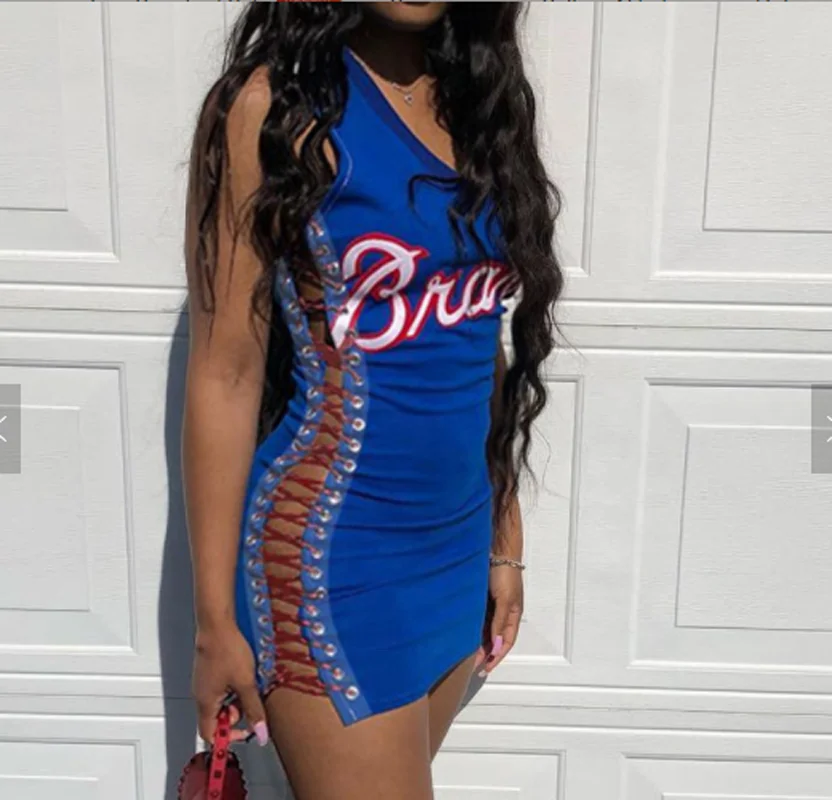 

Summer Blue Bodycon Sexy T shirt Women Clothing Casual Jersey Dresses