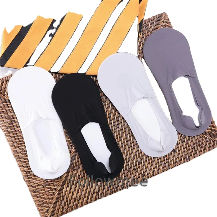 

China manufacture Mesh knitting Solid Boat Invisible Men Ice silk Silicone Slip Sock