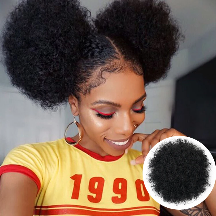 

packaging Synthetic Hair Puff colored Hair Chigono Afro Kinky Hair Bun For Black Women