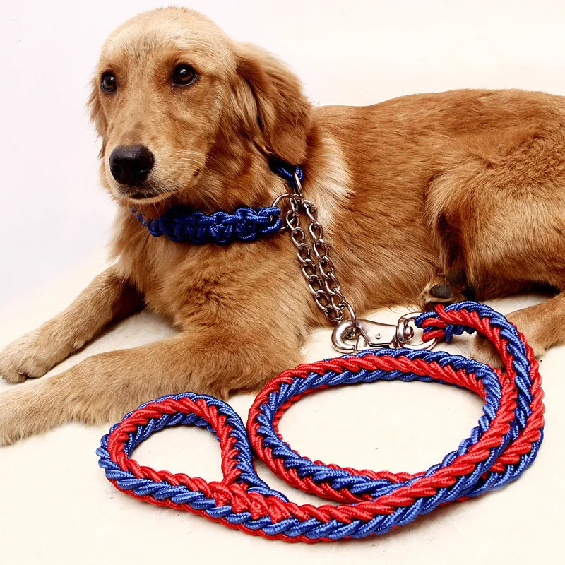 

Dog Walking Leash Large-Strong Dog Leashes and Collar Sets Eight Strand Round Rope Braided Collar Rope Dog Leash, Picture shows