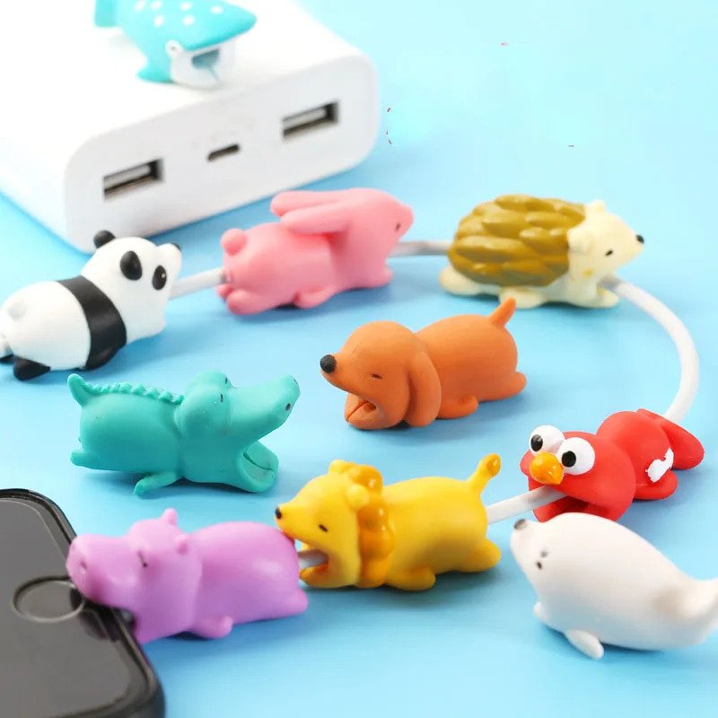 Promotional pvc protector charger cute animal bite cable protector de cable for usb charging cable