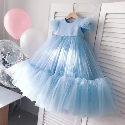 

2021 Boutique GIrls Tulle Dresses Toddler Birthday Eid Party Ball Gowns Cotton Liner Baby Baptism Spanish Dress Great Quality