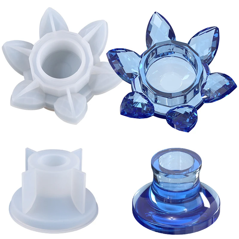 

L0186 New Hot Sale DIY Epoxy Resin Lotus Lamp Holder Candle Holder Silicone Mold for Home Decor