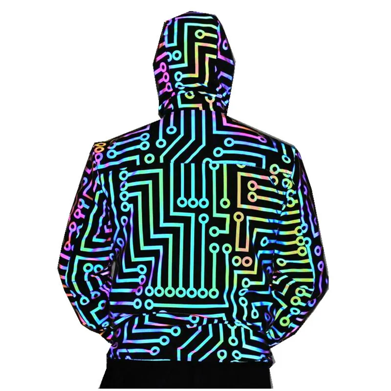 

Elva Quality streetwear custom rainbow reflective jacket jacket puffer coat mens, Grey black